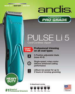 Andis Pulse Li5 Professional 5 in 1 Dog Clipper