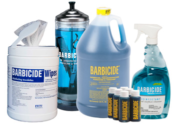 Barbicide disinfecting products for grooming tools, tubs and tables